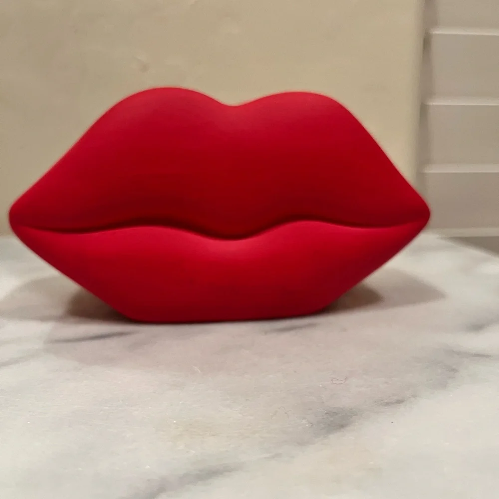 Red Lip-Shaped ceramic dish